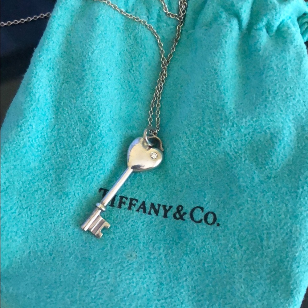 Tiffany &Co Sterling Silver Key Diamond Necklace